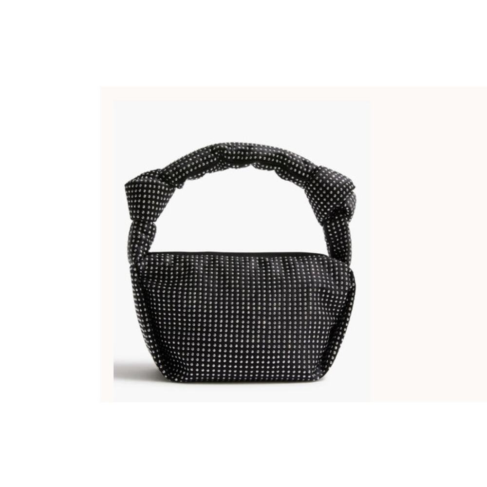 J. Crew Lightweight Studded Double-Knot Handbag Black/Silver One Size NWT